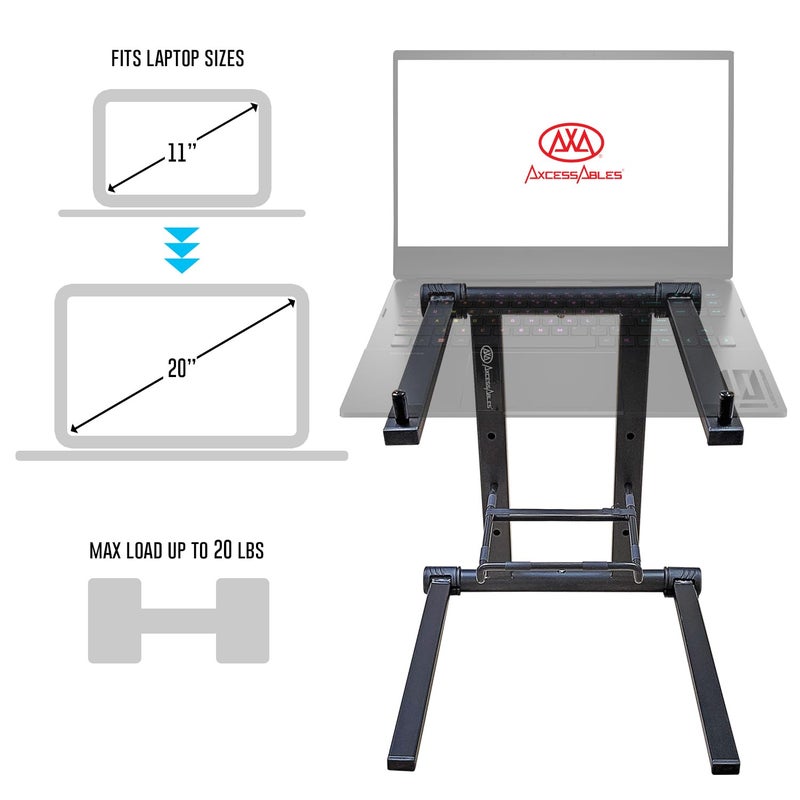 AXA AXCESSABLES DJ Laptop Stand with Travel Bag | Portable Foldable Aluminum Laptop Stand for Laptops up to 15 inches and 20lbs | No Assembly Required, Includes Carrying Bag - Image 3